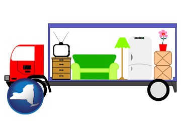 furniture mover with New York icon